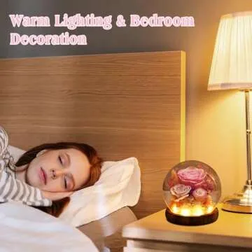 ORRPTSNC Gifts for Women Mom Grandma Flowers for Delivery Prime Preserved Flowers in Glass Dome with LED Light, Pink Roses Gifts on Birthday, Christmas, Valentines Day for Girls, Wife, Friends (Pink)