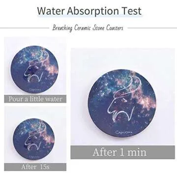 Absorbing Stone Coasters for Drinks (6-Piece Set) - Cork Base with Holder, Starry Sky Constellation Theme for Kitchen Living Room Decorations Astrology Zodiac Decor Gifts ,Suitable for Wooden Table…
