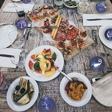 Absorbing Stone Coasters for Drinks (6-Piece Set) - Cork Base with Holder, Starry Sky Constellation Theme for Kitchen Living Room Decorations Astrology Zodiac Decor Gifts ,Suitable for Wooden Table…