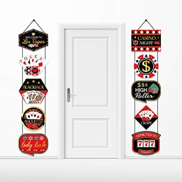 Large Las Vegas Action Sign Cutouts Casino Party Banner Casino Night Party Decorations Welcome Porch...