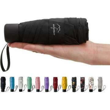 NOOFORMER Mini Travel Umbrella - Lightweight 95% UV Protection Rain & Sun