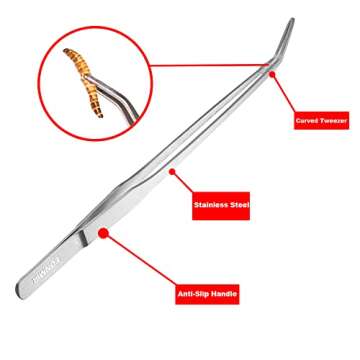 EONMIR Stainless Steel Feeding Tongs - Perfect for Reptile & Aquatic Care