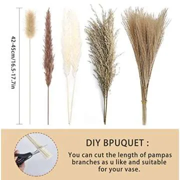 104 pcs Dried Pampas Grass Décor - Boho Floral Arrangements for Weddings & Home