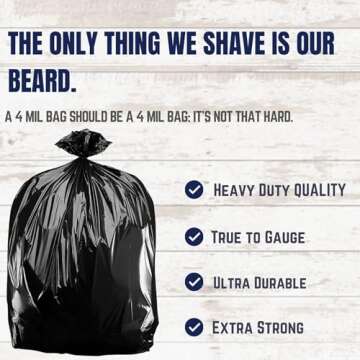 Plasticplace 55 Gallon Contractor Bags, Black, 38'' x 58'', 4 Mil, 32/Case