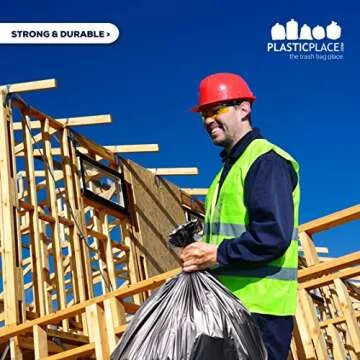 Durable Plasticplace 55 Gallon Contractor Trash Bags