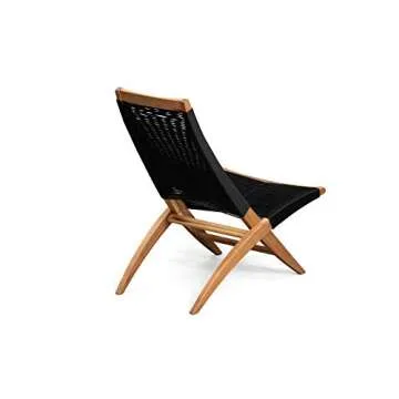 Patio Sense 63364 Lisa Modern Lounge Chair Natural Wood Finish Mid Century Modern Wooden Chair Living Room Bedroom Patio Porch Lawn Poolside Backyard Indoors & Outdoors - Acacia Wood