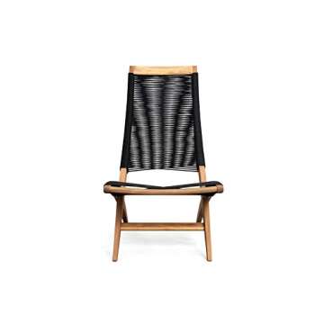 Patio Sense 63364 Lisa Modern Lounge Chair Natural Wood Finish Mid Century Modern Wooden Chair Living Room Bedroom Patio Porch Lawn Poolside Backyard Indoors & Outdoors - Acacia Wood