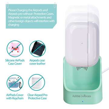 AirPod Charger, Wireless Charger for AirPods 3/2 and AirPods Pro, Groove Design and Anti-Slip Protection, Wireless AirPod Charger, AirPod Pro Charger Compatible with AirPods Pro Charging case -Green