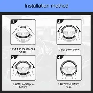 Leather Car Steering Wheel Cover, Elastic, Breathable Anti-Slip, Universal 15 inch, Steering Wheel Cover for Men Women (Beige)