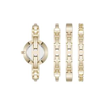 Anne Klein Women's Lab Grown Diamond Accented Bangle Watch and Bracelet Set, AK/5142
