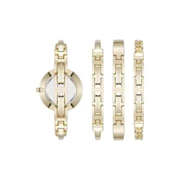 Anne Klein Women's Lab Grown Diamond Accented Bangle Watch and Bracelet Set, AK/5142