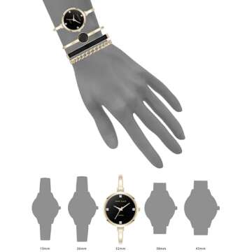 Anne Klein Women's Lab Grown Diamond Accented Bangle Watch and Bracelet Set, AK/5142