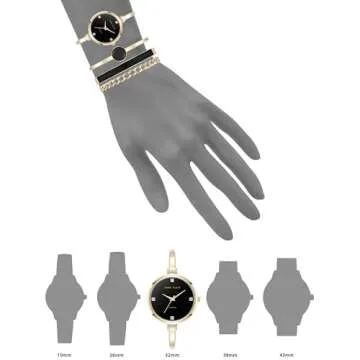 Anne Klein Women's Lab Grown Diamond Accented Bangle Watch and Bracelet Set, AK/5142