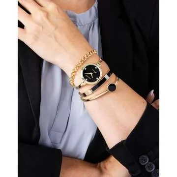 Anne Klein Women's Lab Grown Diamond Accented Bangle Watch and Bracelet Set, AK/5142