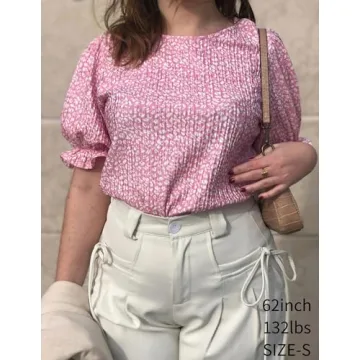 Zeagoo Floral Printed Short Sleeve Blouse - Trendy Women's Tops