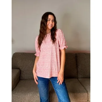 Zeagoo Floral Printed Short Sleeve Blouse - Trendy Women's Tops