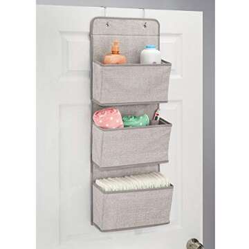 mDesign Soft Fabric Wall Mount/Over Door Hanging Storage Organizer - 3 Large Pockets for Child/Kids ...