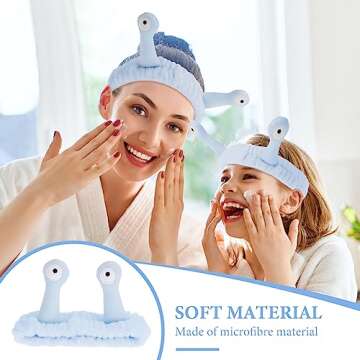 Molain Snail Headband, Face Wash Headband, Spa Hair Bands Makeup Headbands Women Cartoon Cute Coral Fleece Elastic Headband Creative Hair Accessories for Washing Face Shower Sports Beauty Skincare