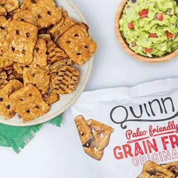 Quinn Original & Cracked Pepper Grain Free, Gluten Free, Paleo Friendly Pretzel Chip, Vegan, Corn Free, Soy Free 5.5oz Bag (4 Count Variety)