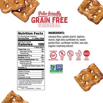 Quinn Original & Cracked Pepper Grain Free, Gluten Free, Paleo Friendly Pretzel Chip, Vegan, Corn Free, Soy Free 5.5oz Bag (4 Count Variety)