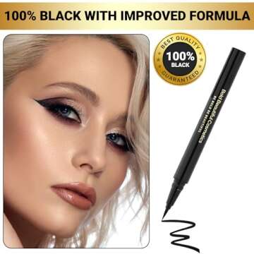 Bold Beautiful Cosmetics Liquid Eyeliner Pen Waterproof Smudge Proof All Day Eyeliner Black 1 Count