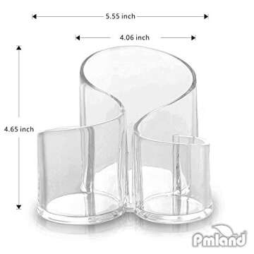 PMLAND Large Wavy Acrylic Makeup Brush and Cosmetic Holder