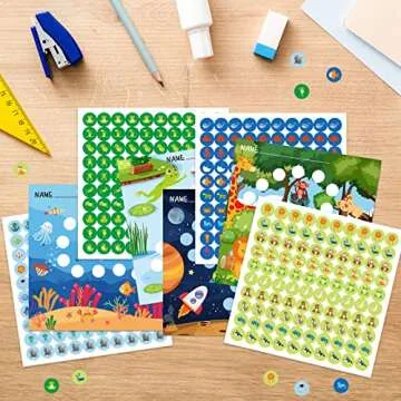 140PCS Incentive Charts Sticker for Classroom Reward Chart for Kids Behavior, Potty Training Chore Chart for Toddlers Boys, Girls Class Teaching or Home Using(4 Designs- Ponds Forests Sea Space)