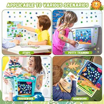 140PCS Incentive Charts Sticker for Classroom Reward Chart for Kids Behavior, Potty Training Chore Chart for Toddlers Boys, Girls Class Teaching or Home Using(4 Designs- Ponds Forests Sea Space)
