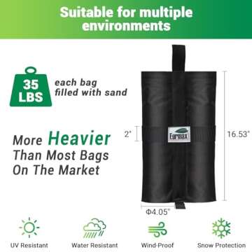 Eurmax USA Weight Bags for Pop up Canopy Outdoor Shelter,Gazebo Instant shelter Leg Canopy Weights, Sand Bags, Set of 4(Black)