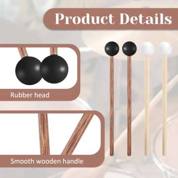 4 Pc Rubber Drumsticks for Children - Perfect for Young Musicians