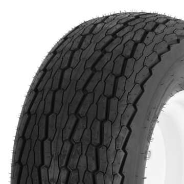 YUANXING 20.5x8-10 Trailer Tires on Rim - 5 Lug on 4-1/2" white Wheel - Load Range E,10PR, Set of 2