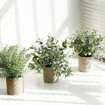 Gleenwave Eucalyptus Mini Fake Plants for Home Decor