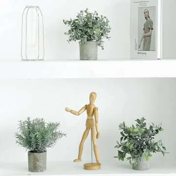 Gleenwave Eucalyptus Mini Fake Plants for Home Decor