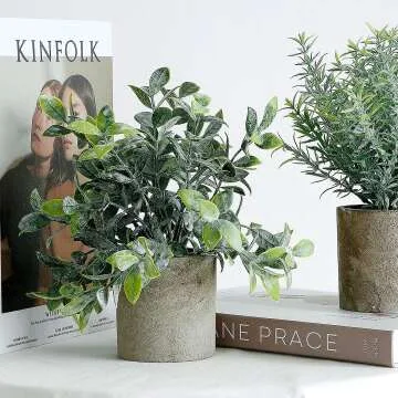 Gleenwave Eucalyptus Mini Fake Plants for Home Decor