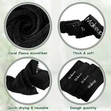 Shimeyao 20 Pack Makeup Washcloths Microfiber Makeup Remover Towels Reusable Quick Dry Face Wash Cloth Washable Fingertip Towels for Cleansing Hand and face,13x13 Inch(Black)