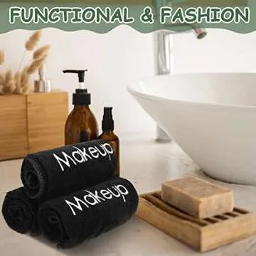 Shimeyao 20 Pack Makeup Washcloths Microfiber Makeup Remover Towels Reusable Quick Dry Face Wash Cloth Washable Fingertip Towels for Cleansing Hand and face,13x13 Inch(Black)