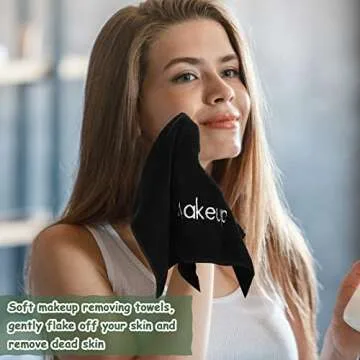 Shimeyao 20 Pack Makeup Washcloths Microfiber Makeup Remover Towels Reusable Quick Dry Face Wash Cloth Washable Fingertip Towels for Cleansing Hand and face,13x13 Inch(Black)