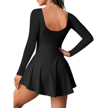 Fisoew Womens 2-in-1 Athletic Tennis Golf Dress with Built-in Shorts