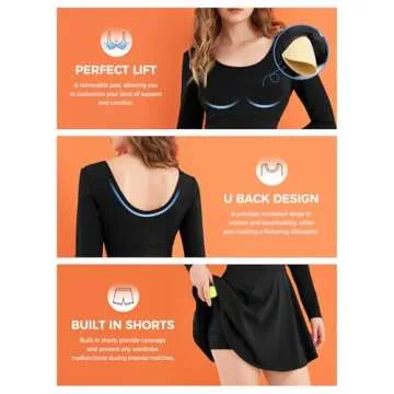 Fisoew Womens 2-in-1 Athletic Dress with Built-in Shorts