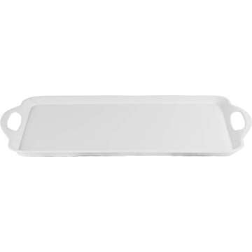 Calypso Basics Reston Lloyd Melamine Serving/Ottoman Handles, Rectangular Tray, White
