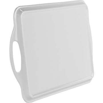 Calypso Basics Reston Lloyd Melamine Serving/Ottoman Handles, Rectangular Tray, White