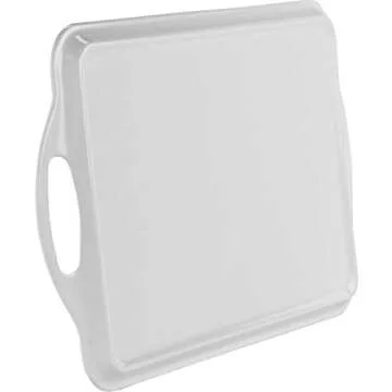 Calypso Basics Reston Lloyd Melamine Serving/Ottoman Handles, Rectangular Tray, White