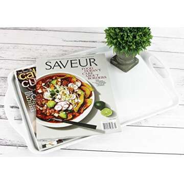 Calypso Basics Reston Lloyd Melamine Serving/Ottoman Handles, Rectangular Tray, White