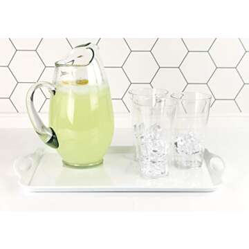 Calypso Basics Reston Lloyd Melamine Serving/Ottoman Handles, Rectangular Tray, White