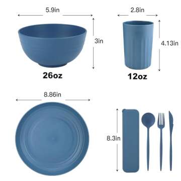 28 Piece Wheat Straw Dinnerware Sets,Dishwasher & Microwave Safe Plates and Bowls Sets - Unbreakable...