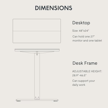 Electric Standing Desk 48 x 24 Inch Adjustable Height