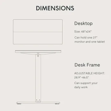 Electric Standing Desk 48 x 24 Inch Adjustable Height
