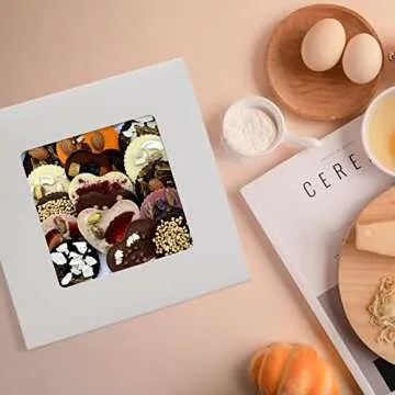 opaprain 10pcs 8x8x5 Inches Cake Boxes, White Bread Boxes with Windows for Pastries, Cupcakes,Cookies, Pie, Muffins and Donuts