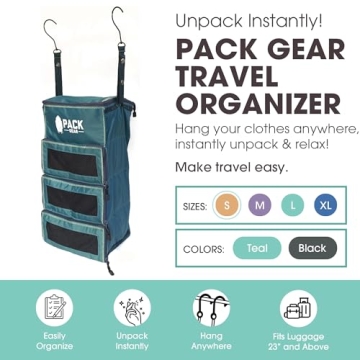 Pack Gear Hanging Organizer for Effortless Travel Packing