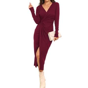 Hount Women Winter Wedding Sweater Dresses Elastic Slim Fit Cocktail Party Evening Long Dresses with...